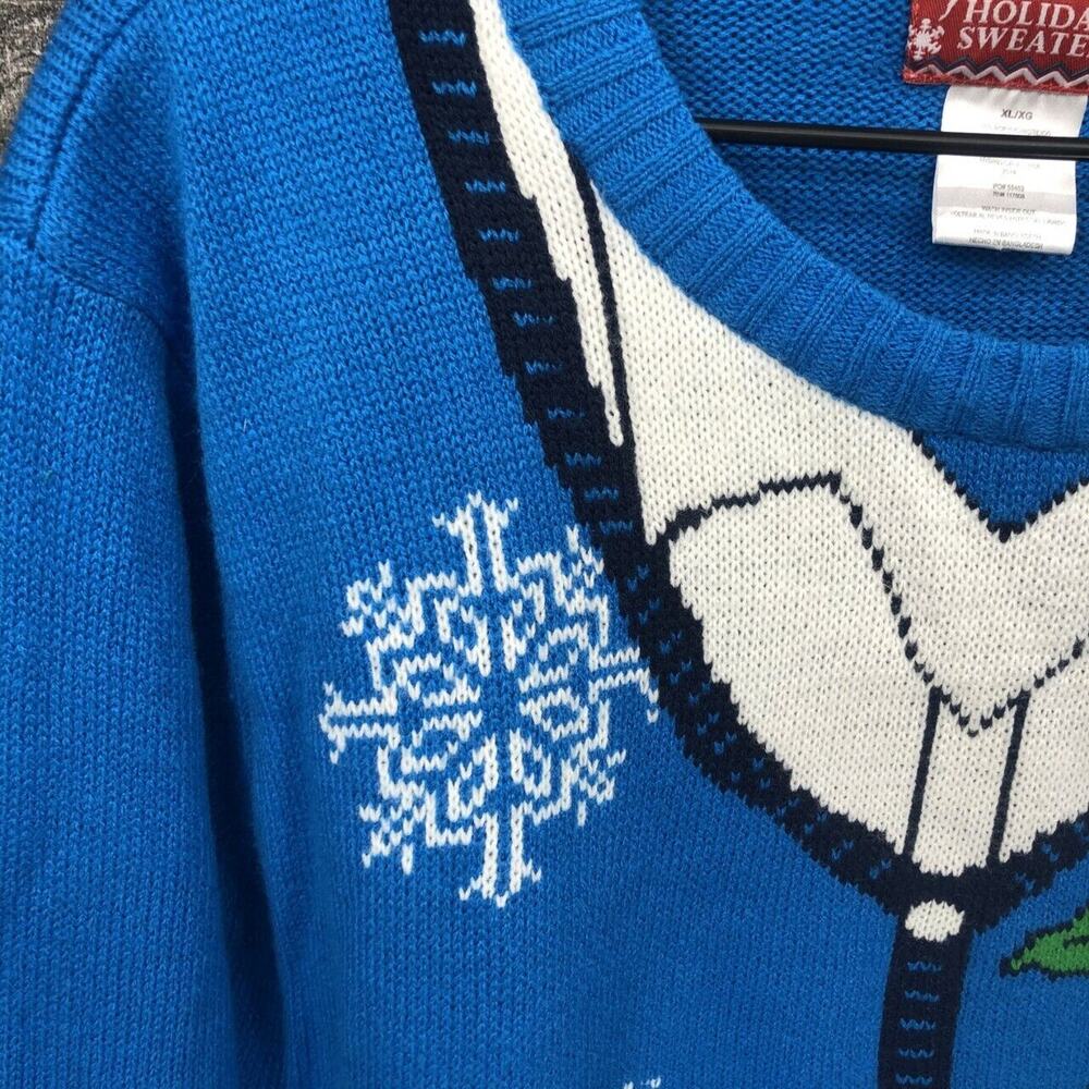 Jem Women's Faux Button Down Ugly Christmas Sweater Size XL Blue Snowman Tacky - Picture 5 of 8